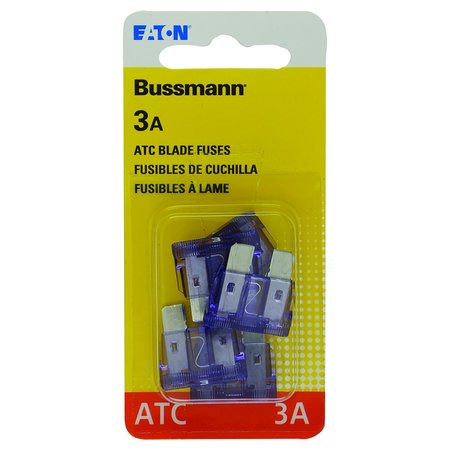 EATON BUSSMANN Automotive Fuse, ATC Series, 3A, 32V DC, Non-Indicating, 5 PK BP/ATC-3-RP